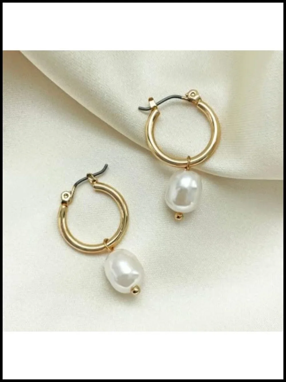 Gold Plated Pearl Huggie Hoop Earrings 2-in-1 Removable Charm